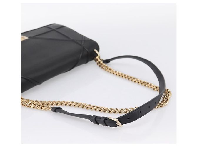 Borsa a tracolla con catena Christian Dior Diorama in pelle nera e oro Auth 198661A Nero - vista 7