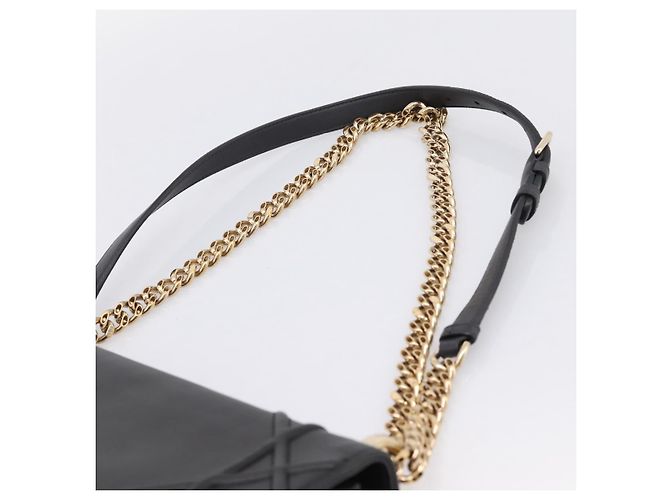 Borsa a tracolla con catena Christian Dior Diorama in pelle nera e oro Auth 198661A Nero - vista 8