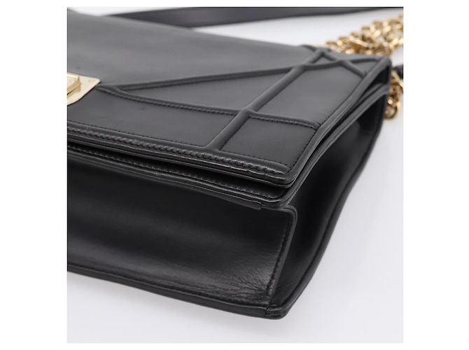 Borsa a tracolla con catena Christian Dior Diorama in pelle nera e oro Auth 198661A Nero - vista 9