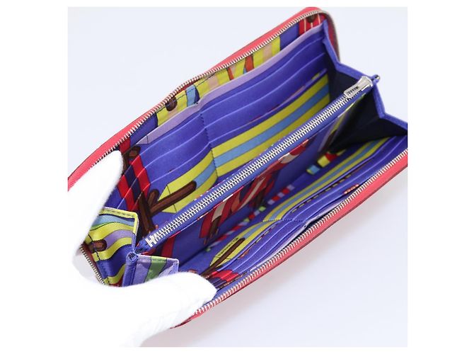 Hermès HERMES Azap Long Silk Inn Long Wallet Leather Red Silver Auth 198763 Argento Rosso - vista 10