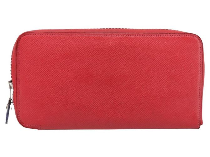 Hermès HERMES Azap Long Silk Inn Long Wallet Leather Red Silver Auth 198763 Argento Rosso - vista 13