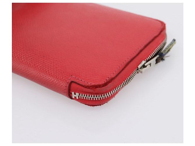 Hermès HERMES Azap Long Silk Inn Long Wallet Leather Red Silver Auth 198763 Argento Rosso - vista 15