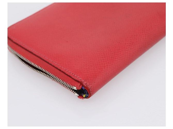 Hermès HERMES Azap Long Silk Inn Long Wallet Leather Red Silver Auth 198763 Argento Rosso - vista 16