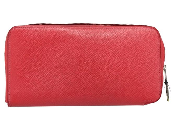 Hermès HERMES Azap Long Silk Inn Long Wallet Leather Red Silver Auth 198763 Argento Rosso - vista 2