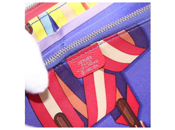Hermès HERMES Azap Long Silk Inn Long Wallet Leather Red Silver Auth 198763 Argento Rosso - vista 21