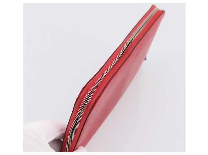 Hermès HERMES Azap Long Silk Inn Long Wallet Leather Red Silver Auth 198763 Argento Rosso - vista 5