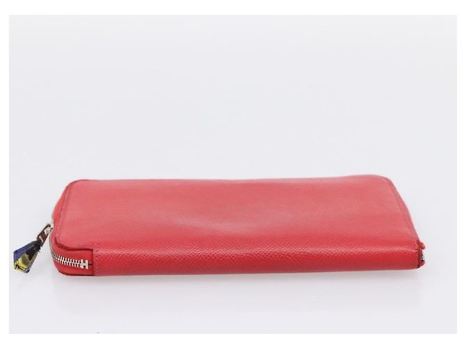 Hermès HERMES Azap Long Silk Inn Long Wallet Leather Red Silver Auth 198763 Argento Rosso - vista 6