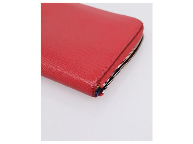 Hermès HERMES Azap Long Silk Inn Long Wallet Leather Red Silver Auth 198763 Argento Rosso - vista 7