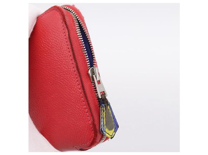 Hermès HERMES Azap Long Silk Inn Long Wallet Leather Red Silver Auth 198763 Argento Rosso - vista 8