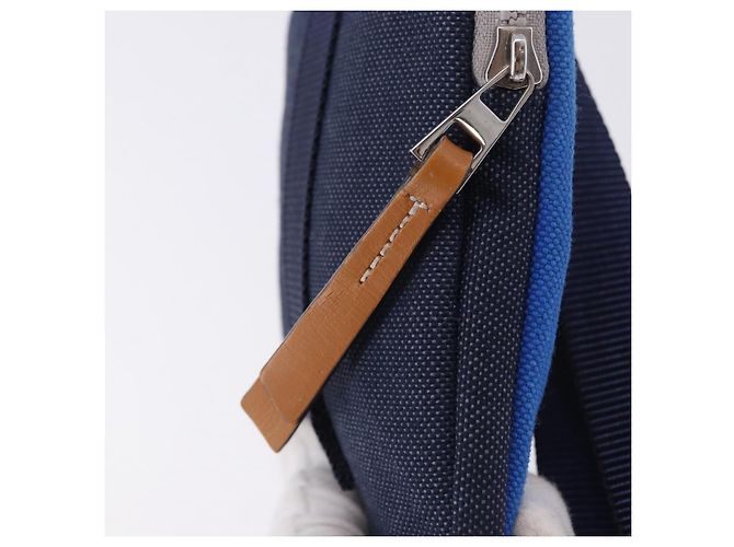 Borsa a tracolla LOEWE Irohebe Nature Neck Pouch Canvas Blue Silver Auth 196313A Argento - vista 10