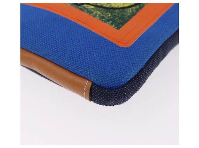 Borsa a tracolla LOEWE Irohebe Nature Neck Pouch Canvas Blue Silver Auth 196313A Argento - vista 14