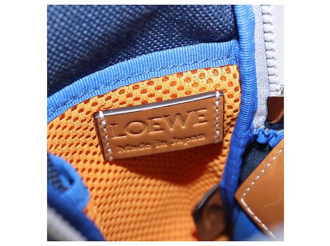 Borsa a tracolla LOEWE Irohebe Nature Neck Pouch Canvas Blue Silver Auth 196313A Argento - vista 17