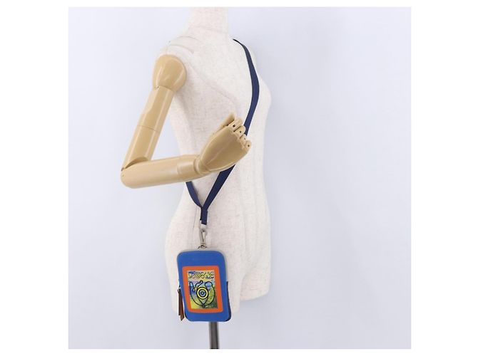 Borsa a tracolla LOEWE Irohebe Nature Neck Pouch Canvas Blue Silver Auth 196313A Argento - vista 21