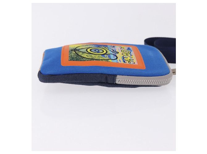 Borsa a tracolla LOEWE Irohebe Nature Neck Pouch Canvas Blue Silver Auth 196313A Argento - vista 3