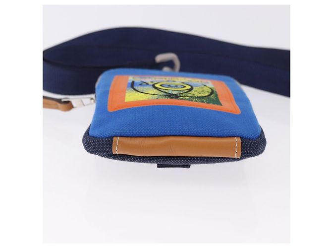 Borsa a tracolla LOEWE Irohebe Nature Neck Pouch Canvas Blue Silver Auth 196313A Argento - vista 5