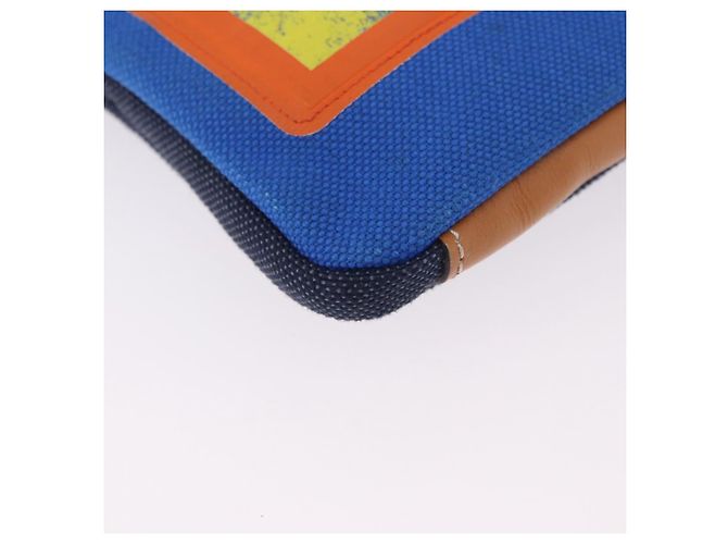 Borsa a tracolla LOEWE Irohebe Nature Neck Pouch Canvas Blue Silver Auth 196313A Argento - vista 9