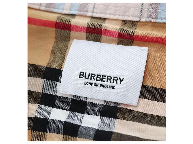 Camisa BURBERRY Nova Check de algodón Beige Auth 195117M - vista 10