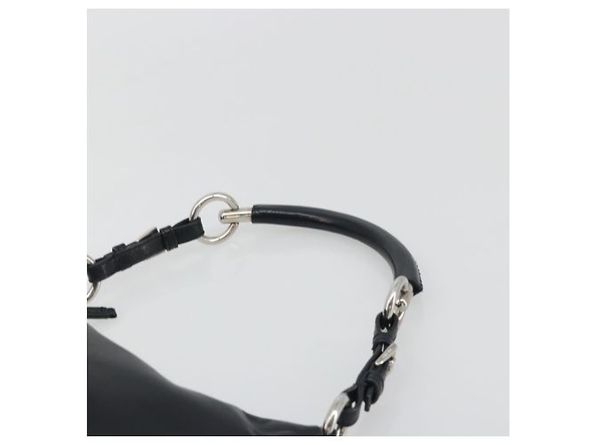 Borsa a mano PRADA in pelle nera argento Auth 197326V Nero - vista 14