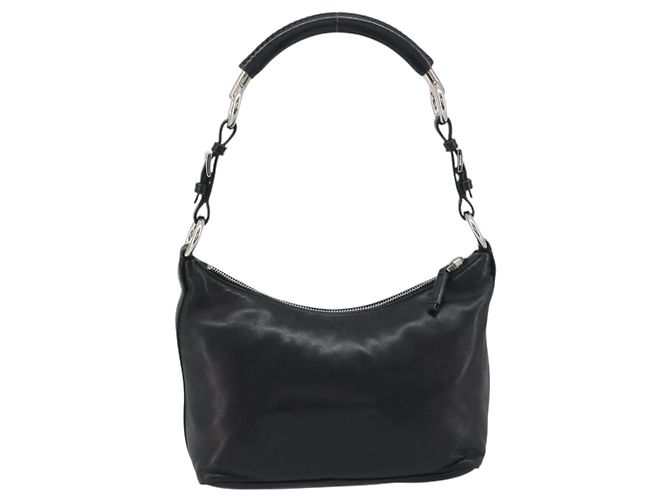 Borsa a mano PRADA in pelle nera argento Auth 197326V Nero - vista 2