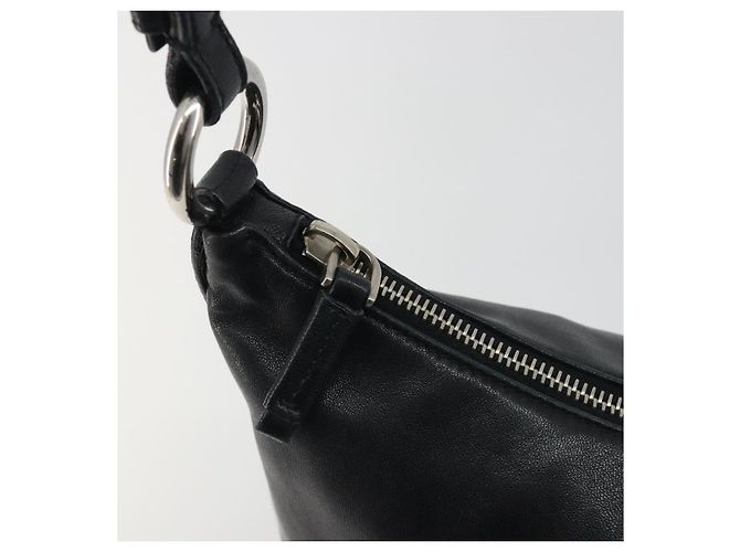 Borsa a mano PRADA in pelle nera argento Auth 197326V Nero - vista 20