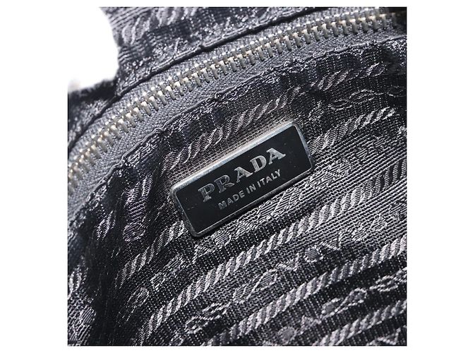 Borsa a mano PRADA in pelle nera argento Auth 197326V Nero - vista 21
