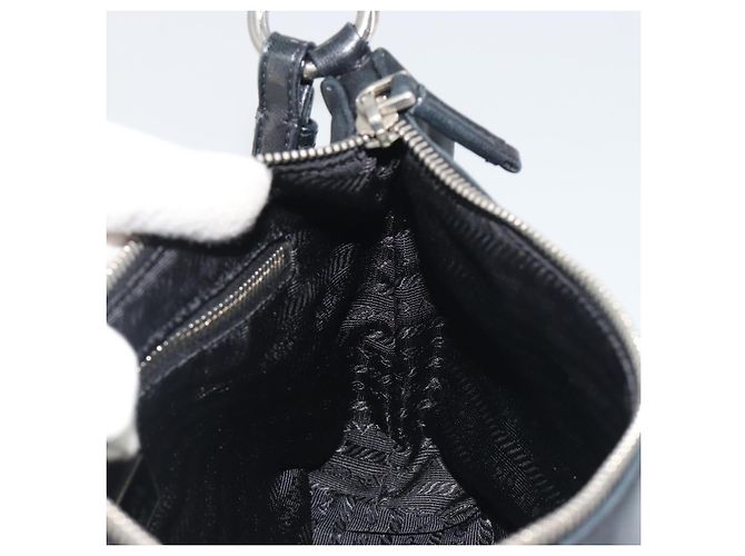 Borsa a mano PRADA in pelle nera argento Auth 197326V Nero - vista 22