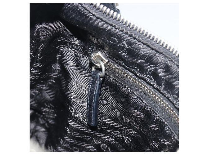 Borsa a mano PRADA in pelle nera argento Auth 197326V Nero - vista 24