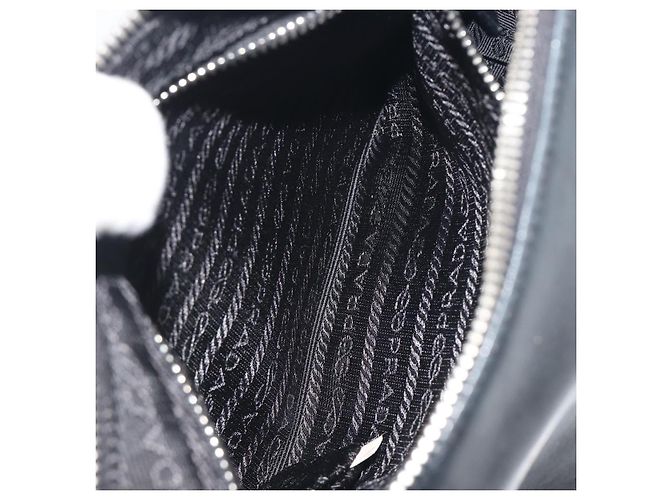 Borsa a mano PRADA in pelle nera argento Auth 197326V Nero - vista 25