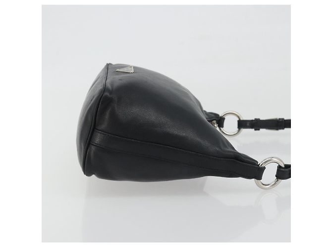 Borsa a mano PRADA in pelle nera argento Auth 197326V Nero - vista 3