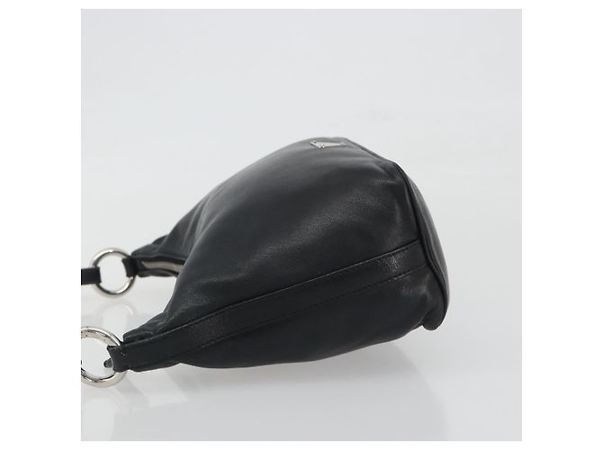 Borsa a mano PRADA in pelle nera argento Auth 197326V Nero - vista 4