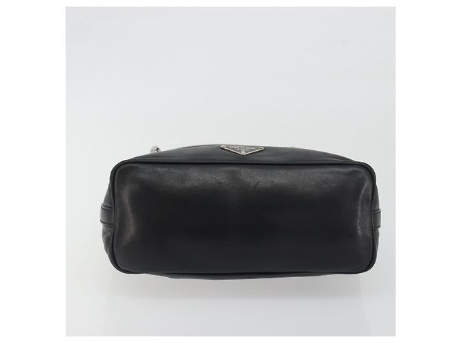 Borsa a mano PRADA in pelle nera argento Auth 197326V Nero - vista 5
