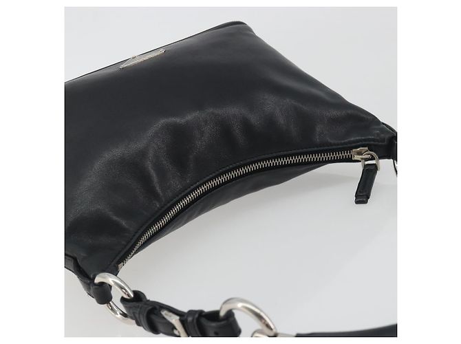 Borsa a mano PRADA in pelle nera argento Auth 197326V Nero - vista 6