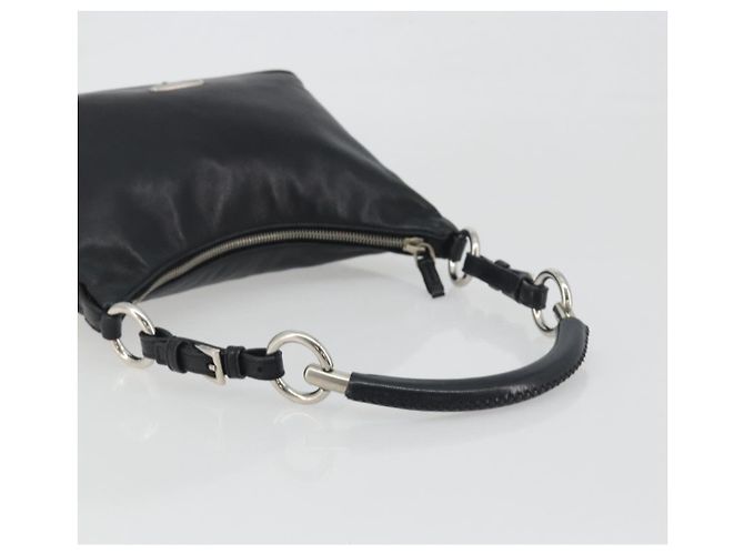 Borsa a mano PRADA in pelle nera argento Auth 197326V Nero - vista 7
