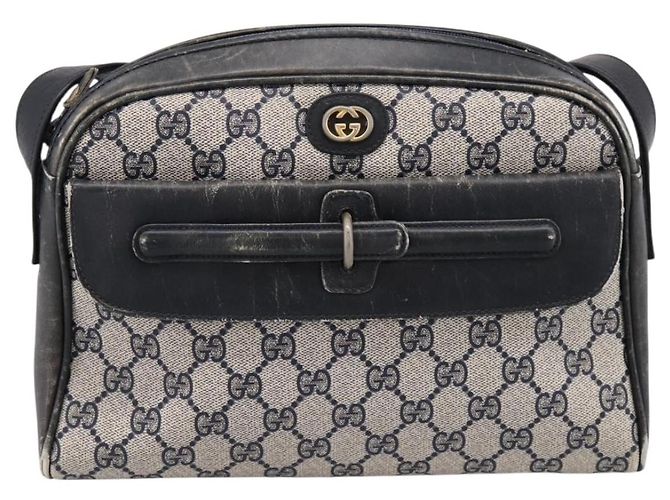 Borsa a tracolla GUCCI GG Supreme PVC Navy Gold Auth 198291 D'oro Blu navy - vista 13