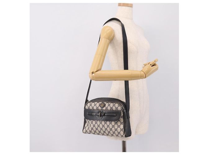 Borsa a tracolla GUCCI GG Supreme PVC Navy Gold Auth 198291 D'oro Blu navy - vista 23