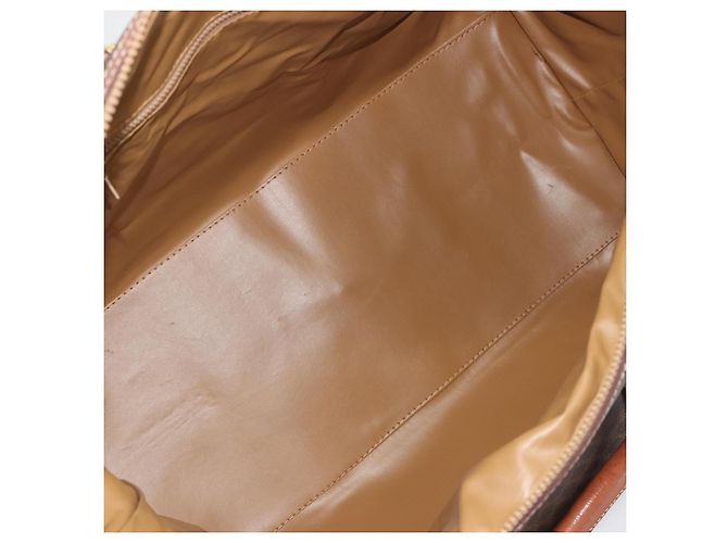 Céline Borsa Boston CELINE Macadam Canvas PVC Pelle Marrone Oro Auth 192543 D'oro - vista 11
