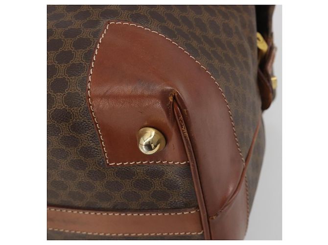 Céline Borsa Boston CELINE Macadam Canvas PVC Pelle Marrone Oro Auth 192543 D'oro - vista 15