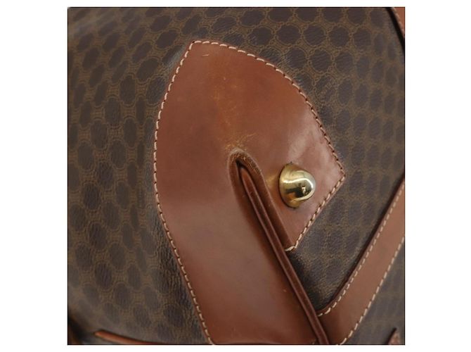 Céline Borsa Boston CELINE Macadam Canvas PVC Pelle Marrone Oro Auth 192543 D'oro - vista 16