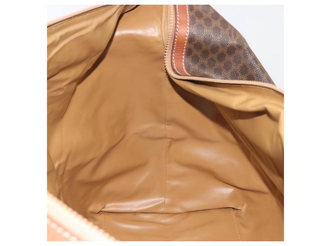 Céline Borsa Boston CELINE Macadam Canvas PVC Pelle Marrone Oro Auth 192543 D'oro - vista 19