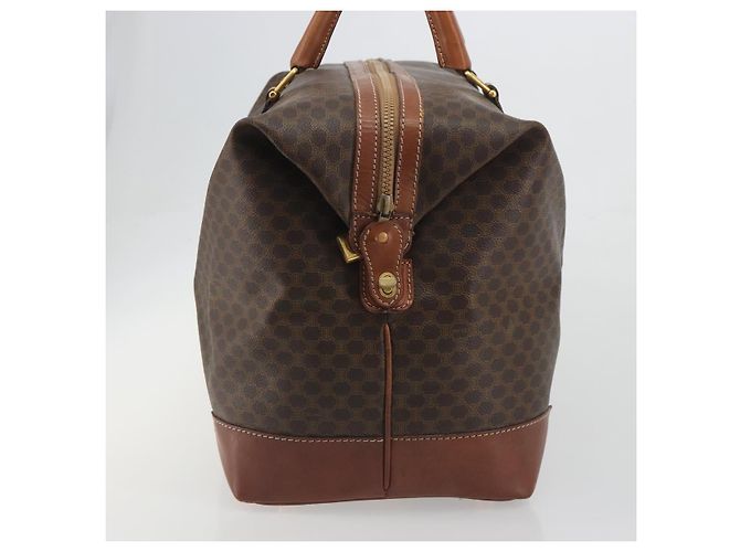 Céline Borsa Boston CELINE Macadam Canvas PVC Pelle Marrone Oro Auth 192543 D'oro - vista 3