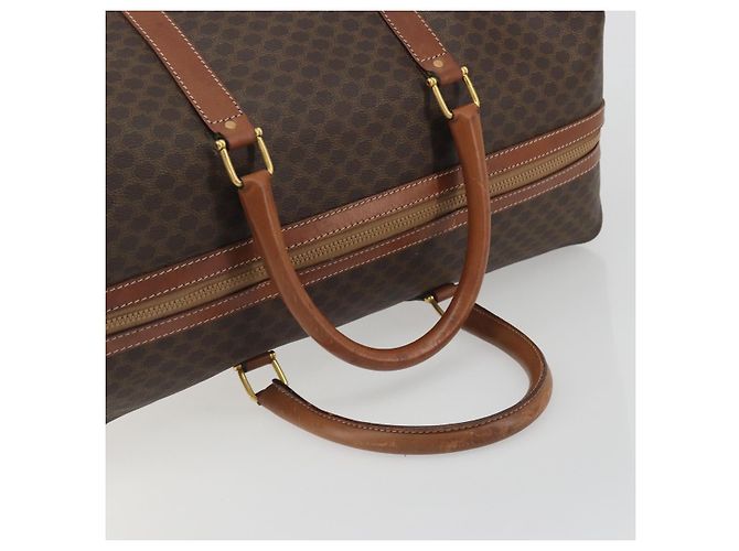Céline Borsa Boston CELINE Macadam Canvas PVC Pelle Marrone Oro Auth 192543 D'oro - vista 7