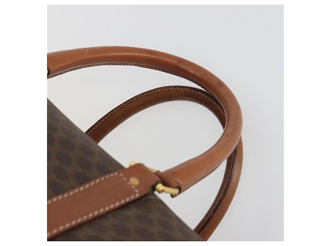 Céline Borsa Boston CELINE Macadam Canvas PVC Pelle Marrone Oro Auth 192543 D'oro - vista 8