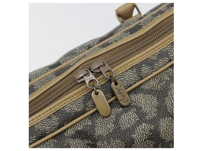 SAINT LAURENT Mini Boston Bag PVC Canvas Gray Gold Auth am12267A Marrone D'oro - vista 10