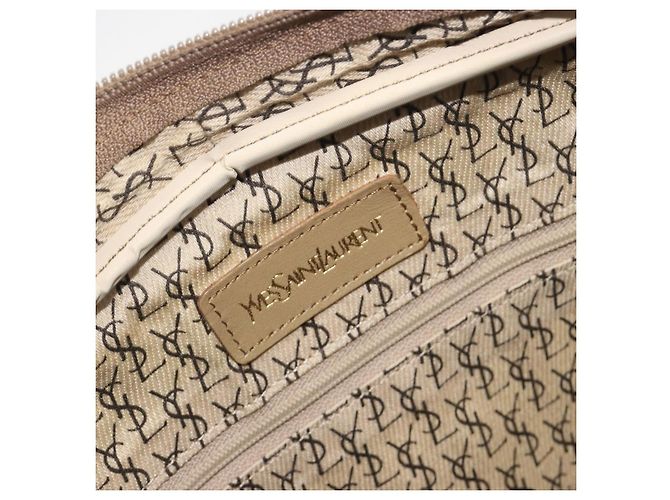 SAINT LAURENT Mini Boston Bag PVC Canvas Gray Gold Auth am12267A Marrone D'oro - vista 11