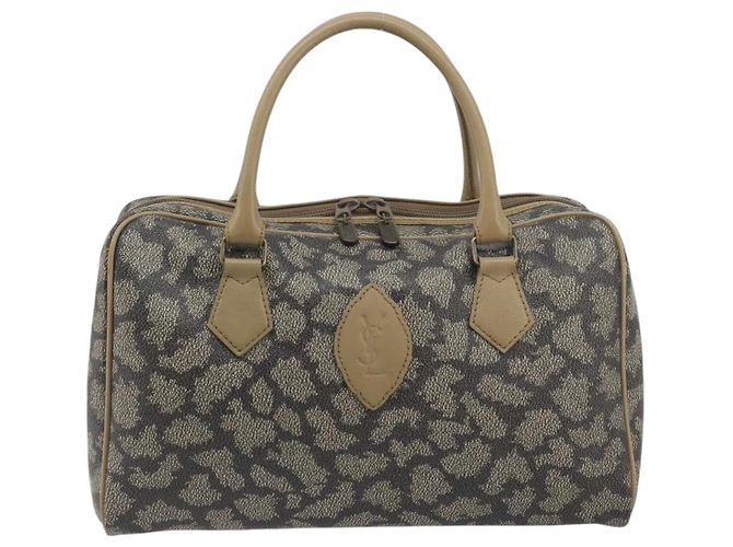 SAINT LAURENT Mini Boston Bag PVC Canvas Gray Gold Auth am12267A Marrone D'oro - vista 13