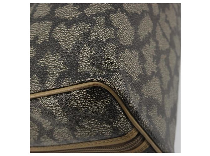 SAINT LAURENT Mini Boston Bag PVC Canvas Gray Gold Auth am12267A Marrone D'oro - vista 16