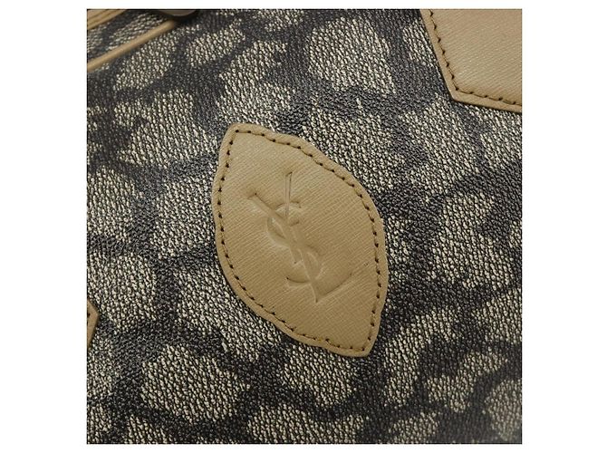 SAINT LAURENT Mini Boston Bag PVC Canvas Gray Gold Auth am12267A Marrone D'oro - vista 17