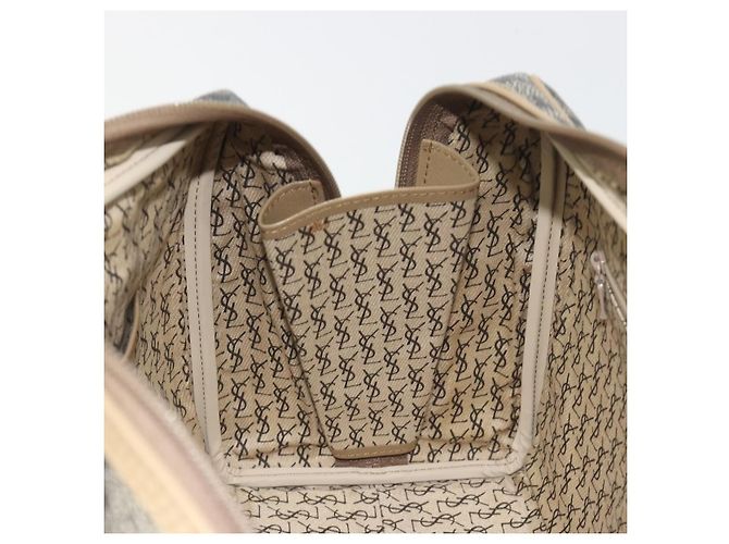 SAINT LAURENT Mini Boston Bag PVC Canvas Gray Gold Auth am12267A Marrone D'oro - vista 19
