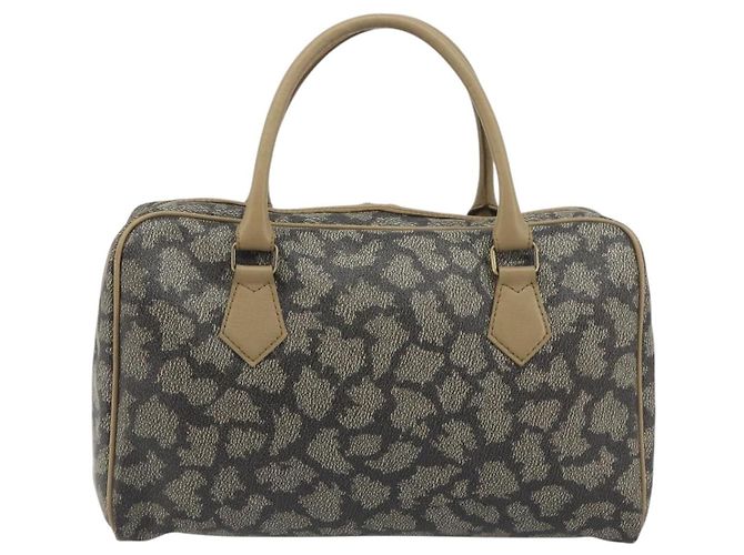 SAINT LAURENT Mini Boston Bag PVC Canvas Gray Gold Auth am12267A Marrone D'oro - vista 2