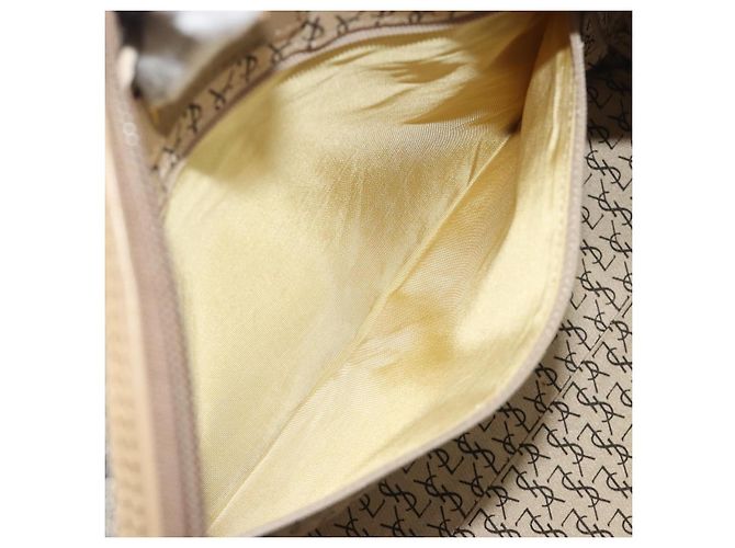 SAINT LAURENT Mini Boston Bag PVC Canvas Gray Gold Auth am12267A Marrone D'oro - vista 21